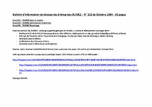 BULLETIN D INFO No 113 OCTOBRE 1984